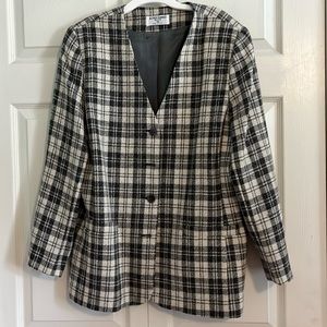 Black and white plaid blazer.